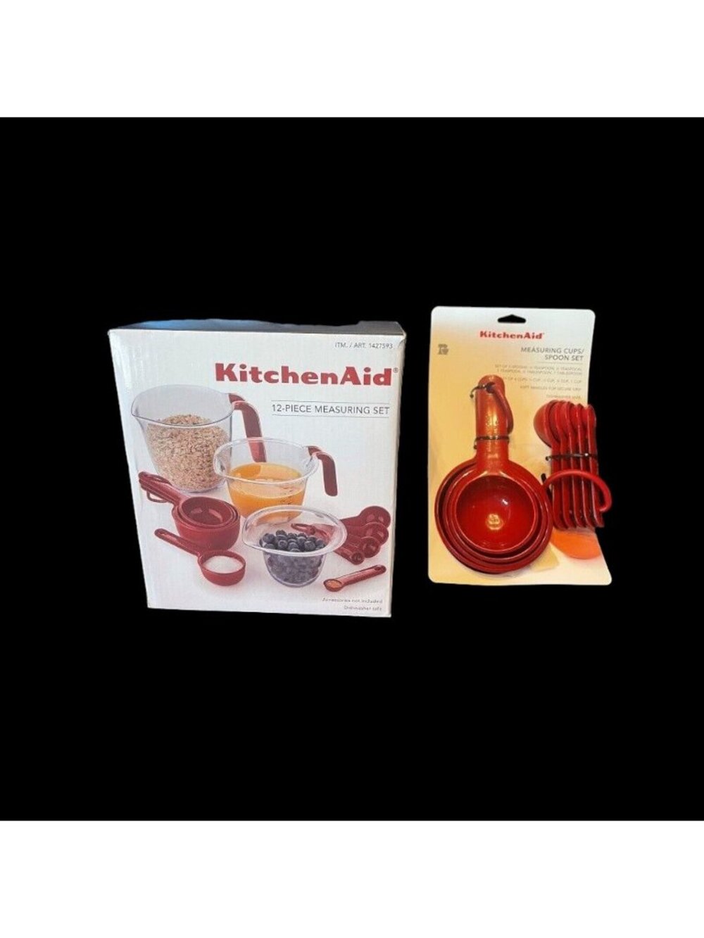 KitchenAid Measuring Set Includes Measuring Cups and Spoons Red Lot Brand New - Picture 1 of 8